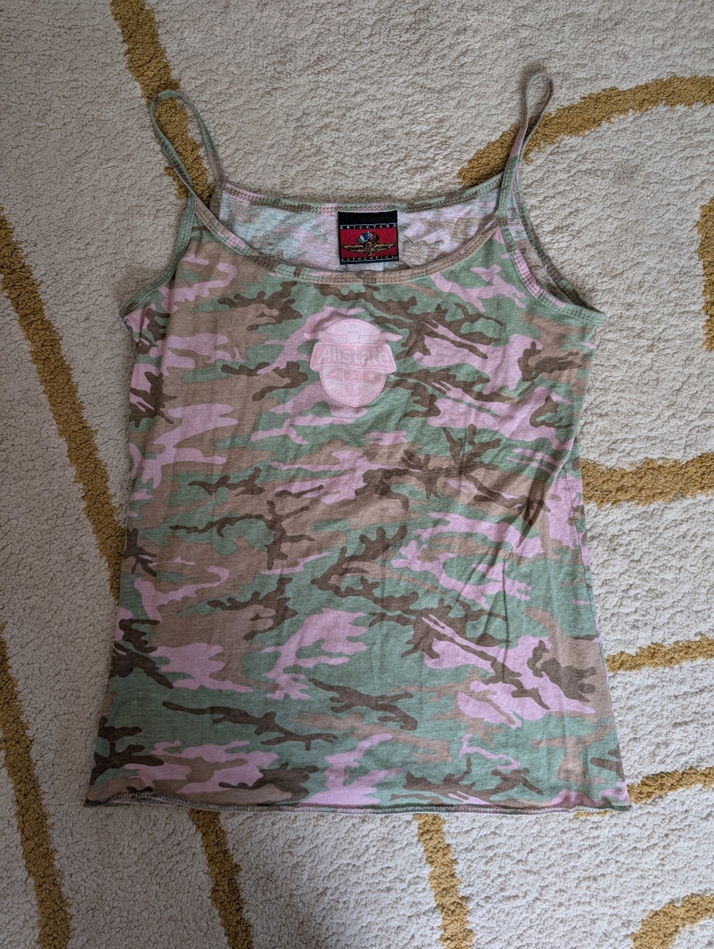 Y2K Pink Camo Tank‎ Top with Pink Nascar Logo Women's M Indianapolis Raceway